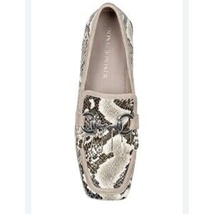 Donald Pliner Saeli Kiltie Bit Taupe Snakeskin Embossed Leather Loafer Sz 6.5